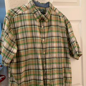 Woolrich Plaid Short Sleeve Button Down Shirt XL